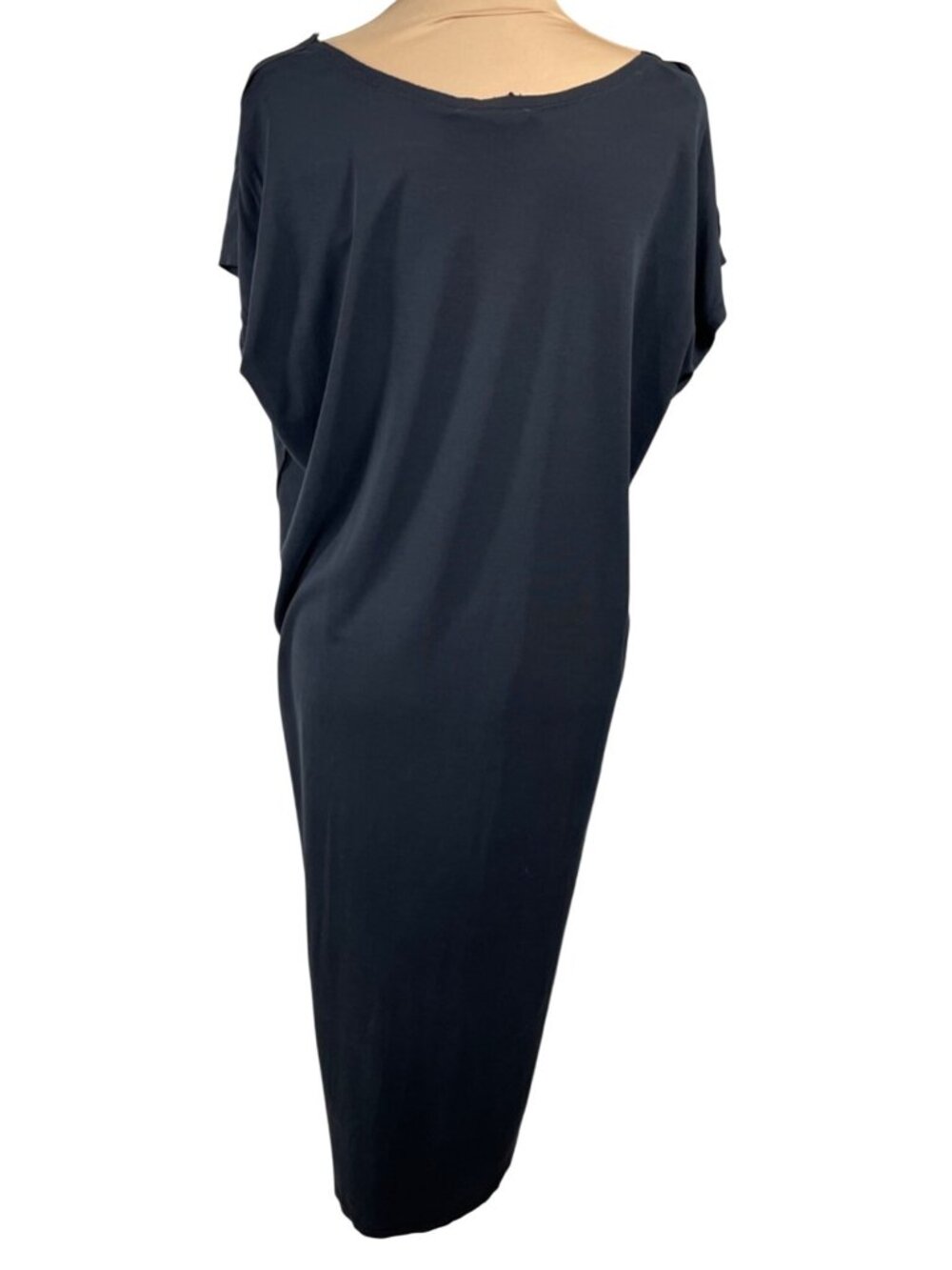 Double Zero NWOT Dress T-Shirt Midi Black Raw Edge Size M Medium Modal - Picture 3 of 7